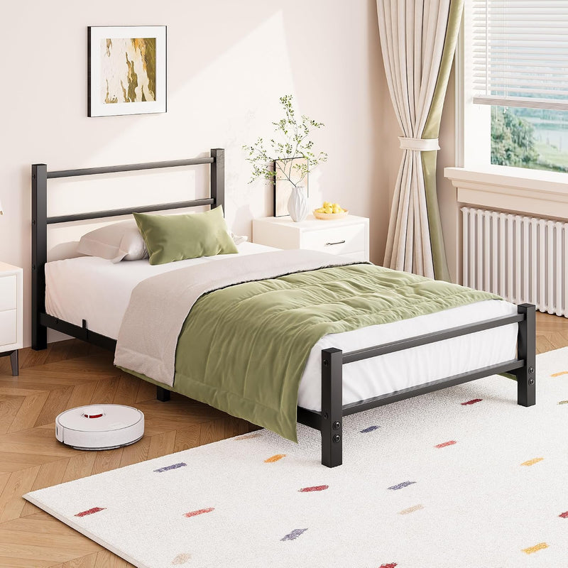 Bed Frame with Headboard Low Floor for Living