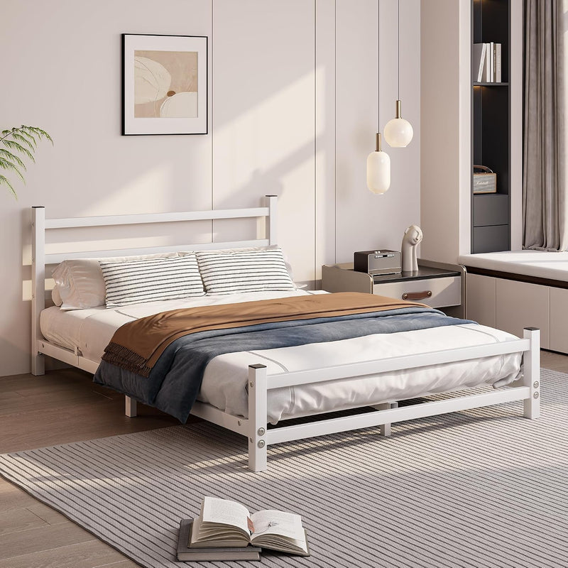 Bed Frame with Headboard Low Floor for Living
