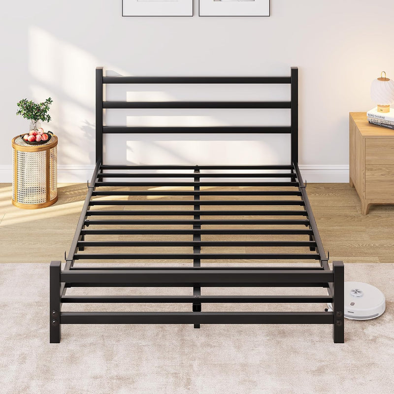 Bed Frame with Headboard Low Floor for Living