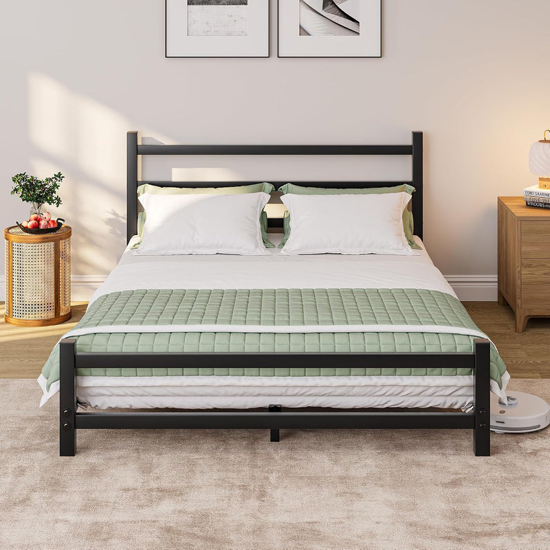 Bed Frame with Headboard Low Floor for Living
