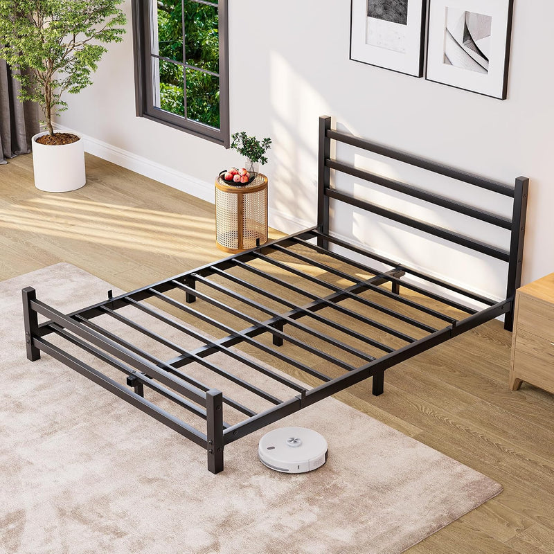 Bed Frame with Headboard Low Floor for Living