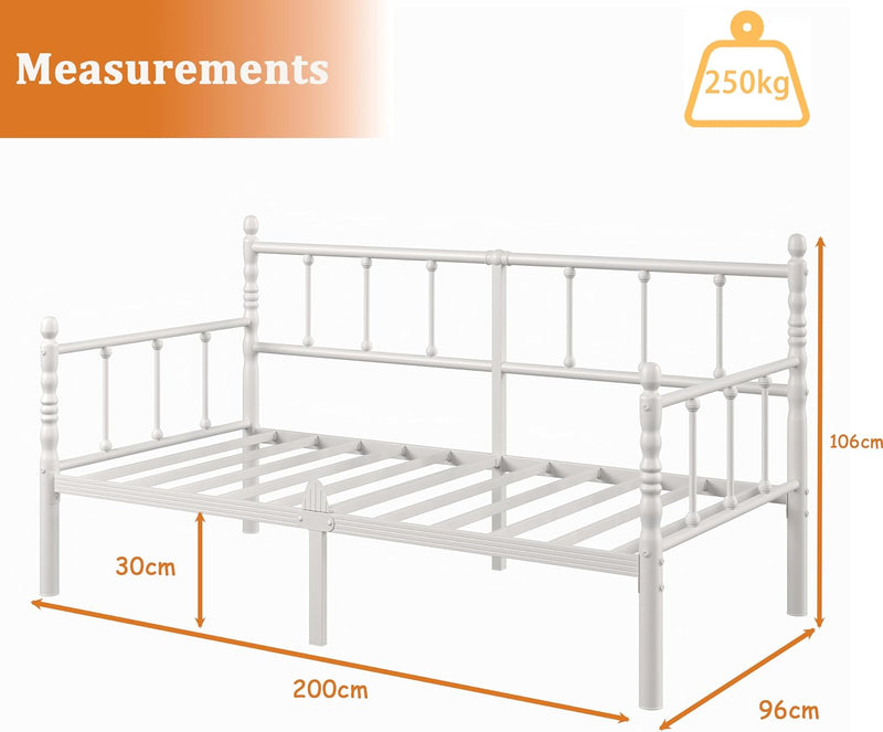 Bed Frame with Headboard Metal Day Mattress Slide
