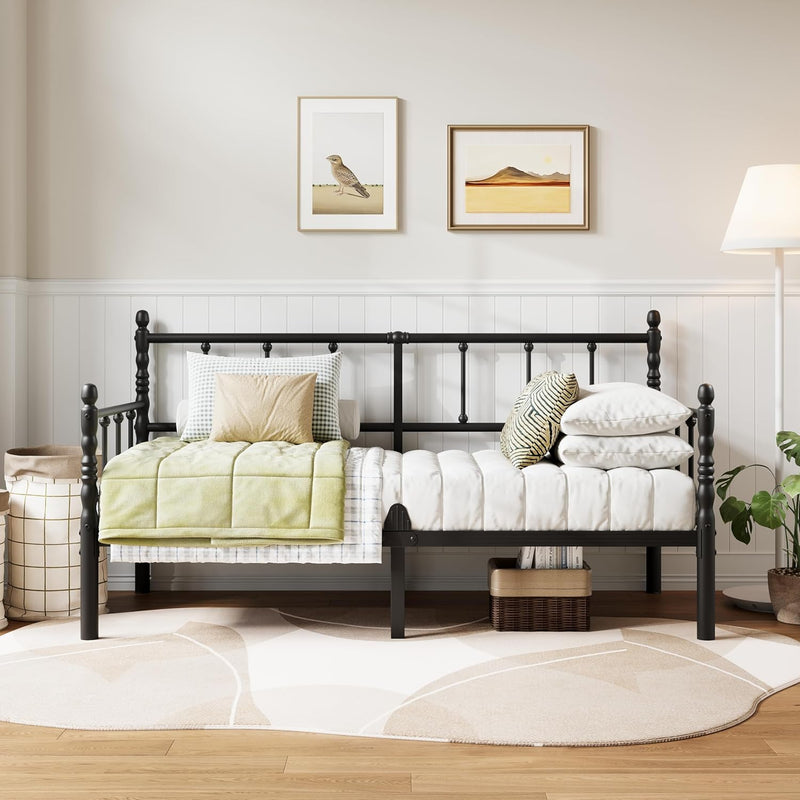 Bed Frame with Headboard Metal Day Mattress Slide