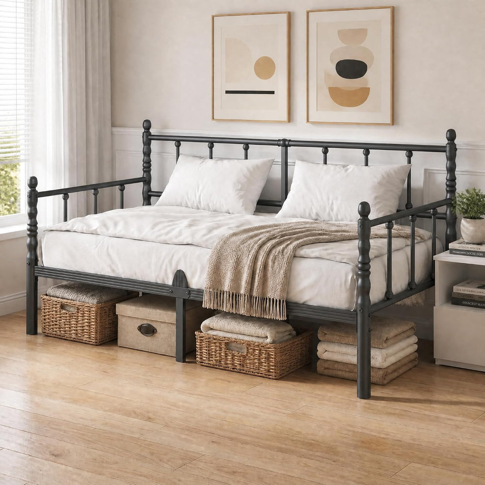 Bed Frame with Headboard Metal Day Mattress Slide