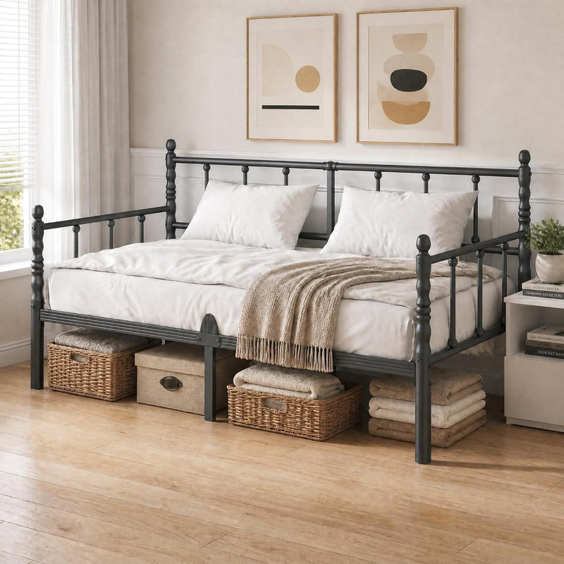 Bed Frame with Headboard Metal Day Mattress Slide