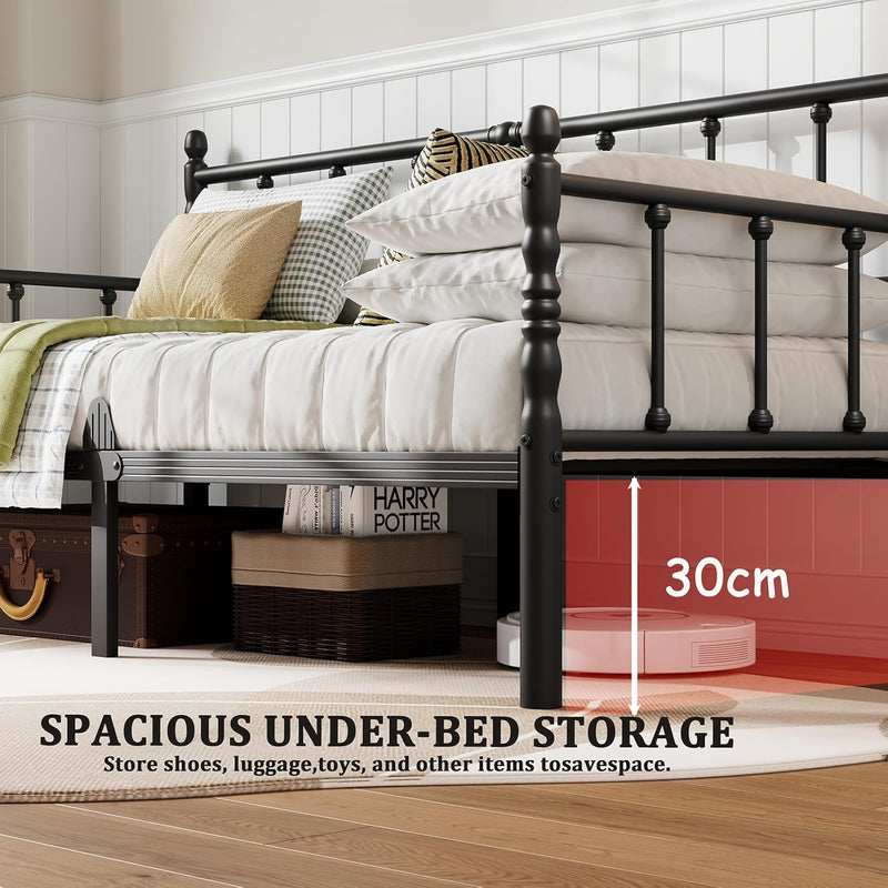 Bed Frame with Headboard Metal Day Mattress Slide
