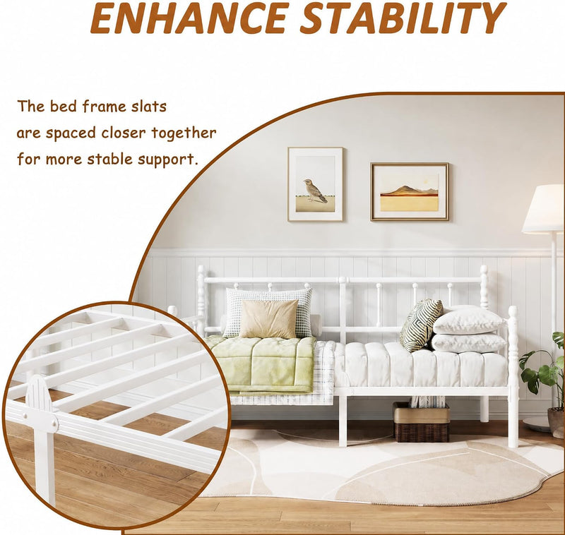 Bed Frame with Headboard Metal Day Mattress Slide