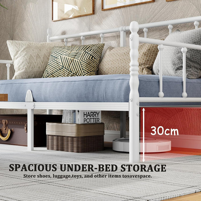 Bed Frame with Headboard Metal Day Mattress Slide