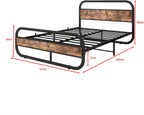 Bed Frame with Headboard Metal Platform Wood Headboard