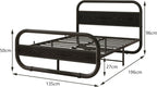 Bed Frame with Headboard Metal Platform Wood Headboard
