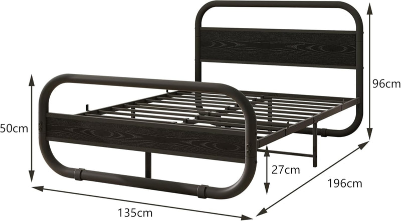 Bed Frame with Wood Headboard and Footboard Metal