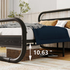 Bed Frame with Headboard Metal Platform Wood Headboard