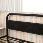 Bed Frame with Headboard Metal Platform Wood Headboard