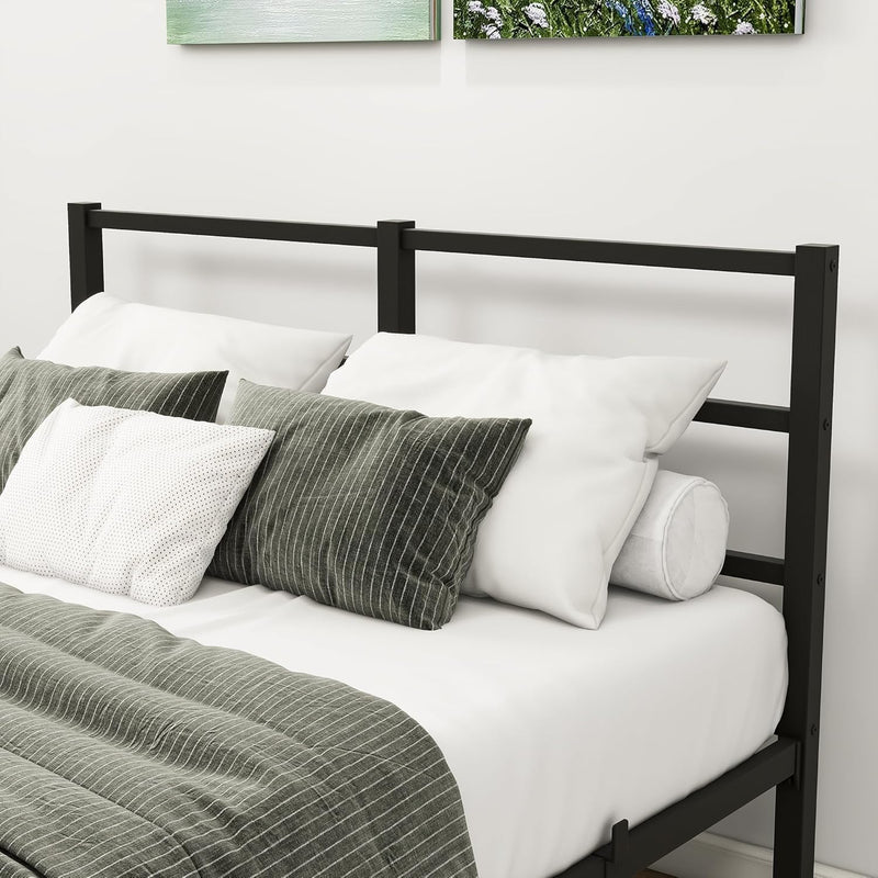 Bed Frame with Headboard Metal Slats Support Platform