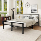 Bed Frame with Headboard Metal Slats Support Platform