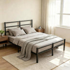 Bed Frame with Headboard Metal Slats Support Platform
