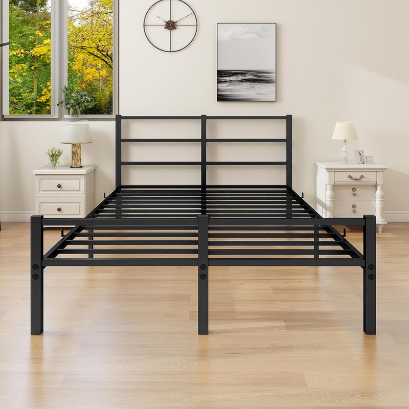 Bed Frame with Headboard Metal Slats Support Platform