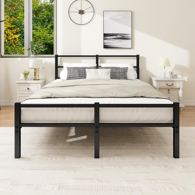 Bed Frame with Headboard Metal Slats Support Platform
