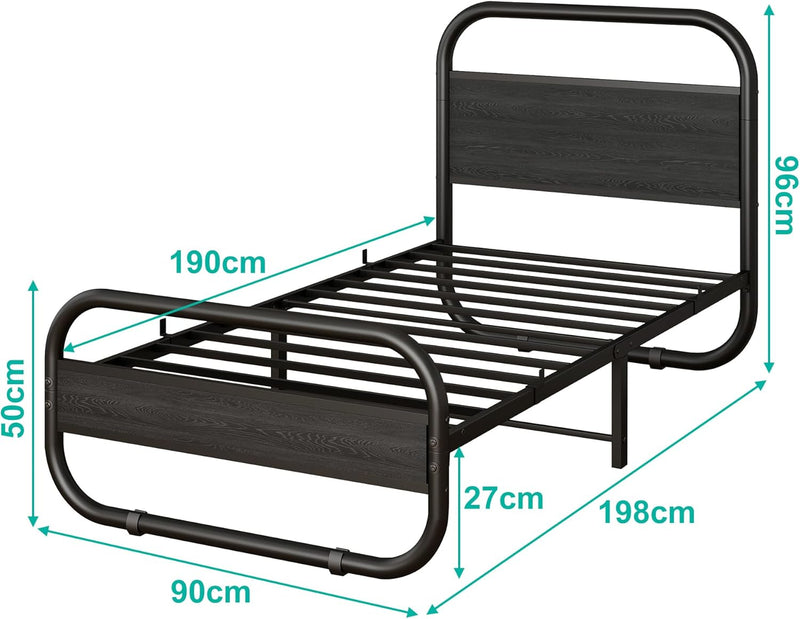 Bed Frame with Headboard Oval-Shaped Platform Under-Bed Storage