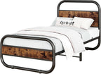 Bed Frame with Headboard Oval-Shaped Platform Under-Bed Storage