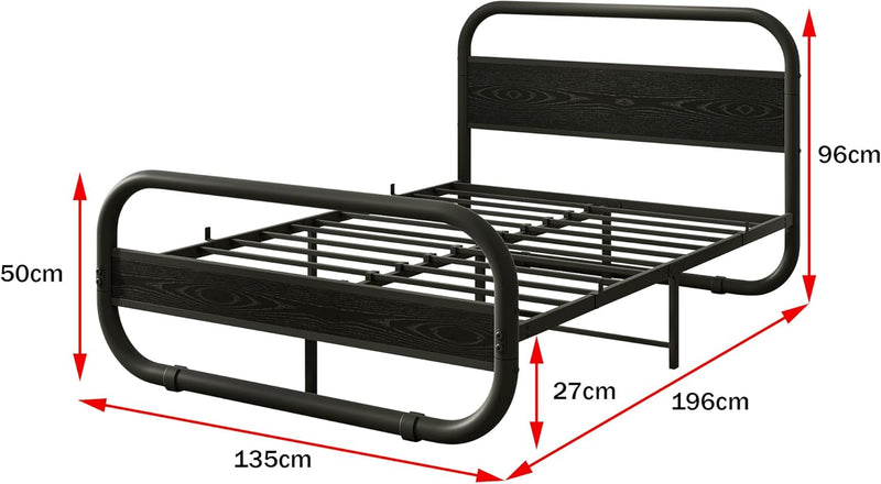 Bed Frame with Headboard Oval-Shaped Platform Under-Bed Storage