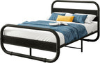 Bed Frame with Headboard Oval-Shaped Platform Under-Bed Storage