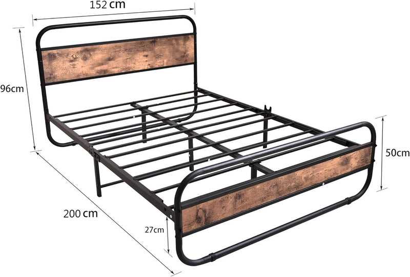 Bed Frame with Headboard Oval-Shaped Platform Under-Bed Storage