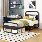 Bed Frame with Headboard Oval-Shaped Platform Under-Bed Storage