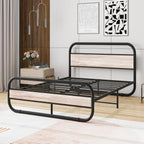 Bed Frame with Headboard Oval-Shaped Platform Under-Bed Storage