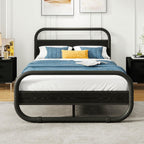 Bed Frame with Headboard Oval-Shaped Platform Under-Bed Storage