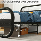 Bed Frame with Headboard Oval-Shaped Platform Under-Bed Storage