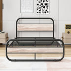 Bed Frame with Headboard Oval-Shaped Platform Under-Bed Storage
