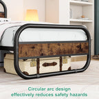 Bed Frame with Headboard Oval-Shaped Platform Under-Bed Storage