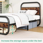 Bed Frame with Headboard Oval-Shaped Platform Under-Bed Storage
