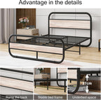 Bed Frame with Headboard Oval-Shaped Platform Under-Bed Storage
