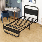 Bed Frame with Headboard Oval-Shaped Platform Under-Bed Storage