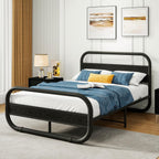 Bed Frame with Headboard Oval-Shaped Platform Under-Bed Storage