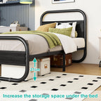 Bed Frame with Headboard Oval-Shaped Platform Under-Bed Storage