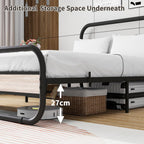 Bed Frame with Headboard Oval-Shaped Platform Under-Bed Storage