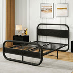Bed Frame with Headboard Oval-Shaped Platform Under-Bed Storage