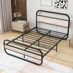 Bed Frame with Headboard Oval-Shaped Platform Under-Bed Storage