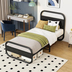 Bed Frame with Headboard Oval-Shaped Platform Under-Bed Storage