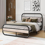 Bed Frame with Headboard Oval-Shaped Platform Under-Bed Storage
