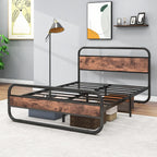 Bed Frame with Headboard Oval-Shaped Platform Under-Bed Storage