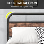 Bed Frame with Headboard Oval-Shaped Platform Under-Bed Storage