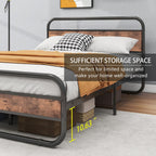Bed Frame with Headboard Oval-Shaped Platform Under-Bed Storage