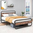 Bed Frame with Headboard Oval-Shaped Platform Under-Bed Storage