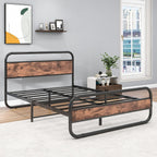 Bed Frame with Headboard Oval-Shaped Platform Under-Bed Storage