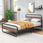 Bed Frame with Headboard Oval-Shaped Platform Under-Bed Storage