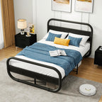 Bed Frame with Headboard Oval-Shaped Platform Under-Bed Storage